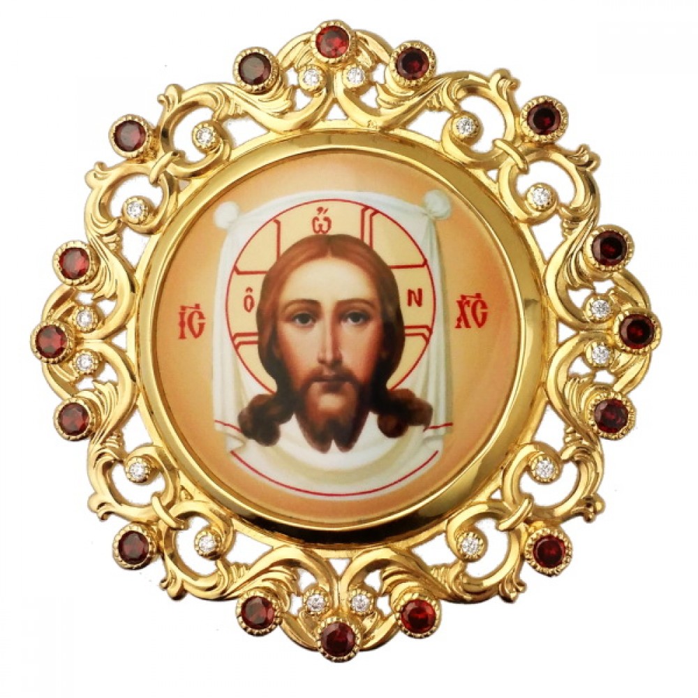 Накладка на митру латунная в позолоте со вставками АГ-2.7.1387ЛП