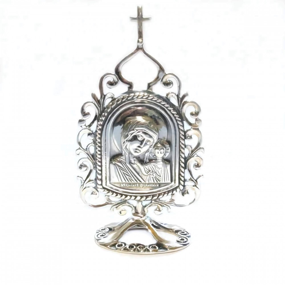 Серебряная икона настольная Казанская Божья Матерь бр-0016481