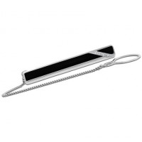 Срібний затискач для краватки з емаллю та фіанітами ЛЗ-9612